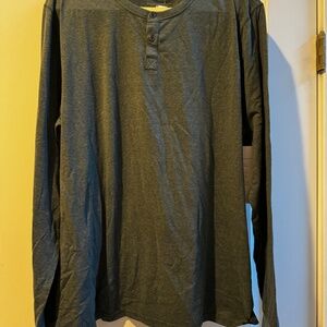 THREADS FOR THOUGHT Baseline 2 Button HenleY XL GREEN